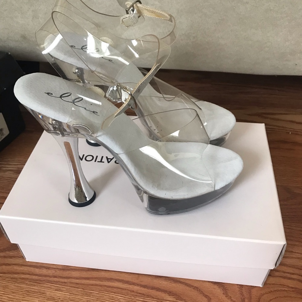 Ellie Clear Stripper 6 inch Heels